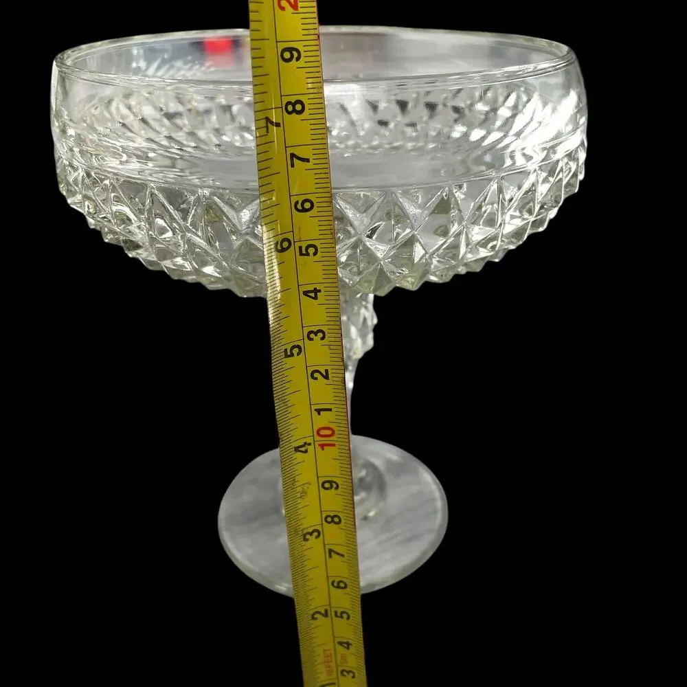 Indiana Glass Clear Diamond Point Candy Compote Pedestal Bowl Footed Dish Vtg